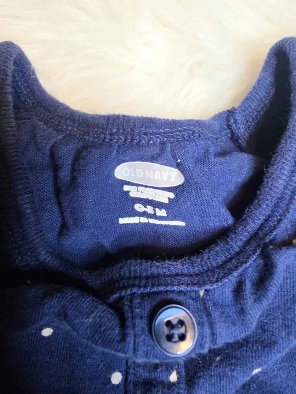 Old Navy Baby Girl Navy Polka Dot Romper 0-3M